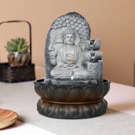 11.8” Buddha Tabletop Water Fountain with LED Ligh..