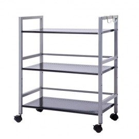 Widen 3 Tiers Multi-functional Storage Cart Rack Organiser Shelf Ivory White Black