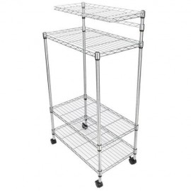 Four-tier Storage Rack Microwave Oven Rack with Single Wave Rod Silver