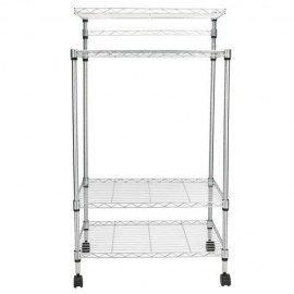 Four-tier Storage Rack Microwave Oven Rack with Single Wave Rod Silver