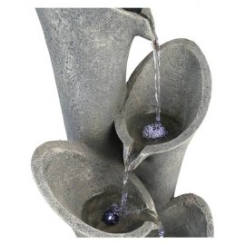 33.5in 4-Tiered Curved Cascading Water Outdoor Garden Fountain with Built-in Pump&LED Lights