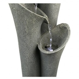 33.5in 4-Tiered Curved Cascading Water Outdoor Garden Fountain with Built-in Pump&LED Lights