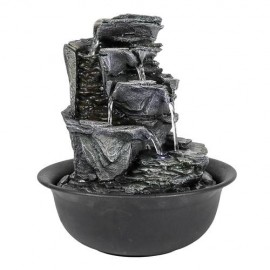 11.8inch 5-Tier Resin Crafted Stacked Rock Water Fountain With LED Light