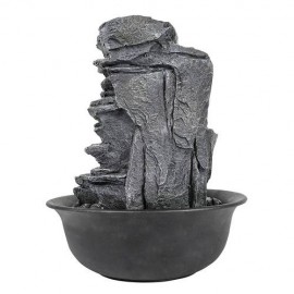 11.8inch 5-Tier Resin Crafted Stacked Rock Water Fountain With LED Light