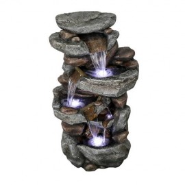 40in 5-Tier Outdoor Water Fountain with LED Lights