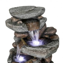 40in 5-Tier Outdoor Water Fountain with LED Lights