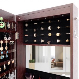 Jewelry Storage Mirror Cabinet With LED Lights Can Be Hung On The Door Or Wall