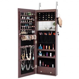 Jewelry Storage Mirror Cabinet With LED Lights Can Be Hung On The Door Or Wall