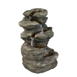 11inches Indoor Table Waterfalls Rockery Tiered Rock Water Feature w/ LED Lights