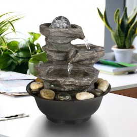 11.4in 3-Tier Tabletop Zen Fountain with Crystal B..