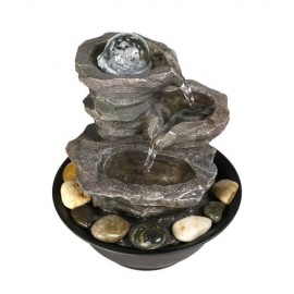 11.4in 3-Tier Tabletop Zen Fountain with Crystal Ball for Indoor Decoration