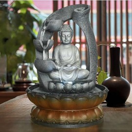 11in Buddha Tabletop Water Fountain for Home Decoration with LED Light