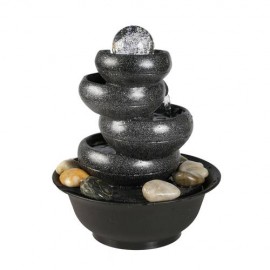 11.4inches 4 Tier Indoor Fountain Zen Meditation Waterfall with Ball LED Light