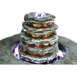 7.5in Faux Cyan Stone Waterfall Indoor Fountain with LED Light